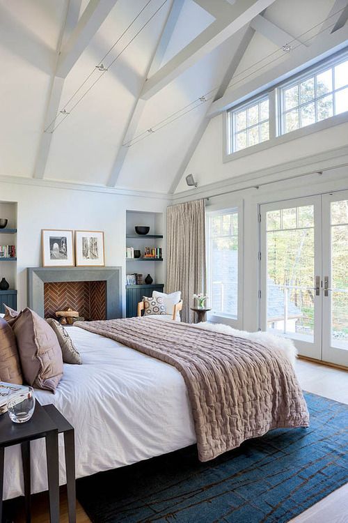 Bedroom with Vaulted Ceilings and Juliet Balcony | HomeDesignBoard