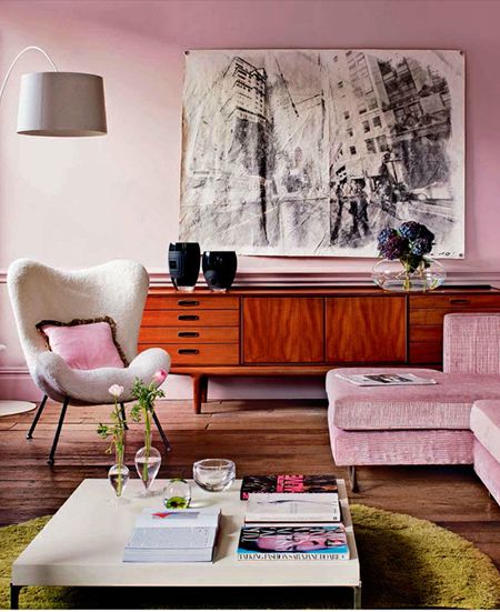 Pastel Pink Living Room and Couch
