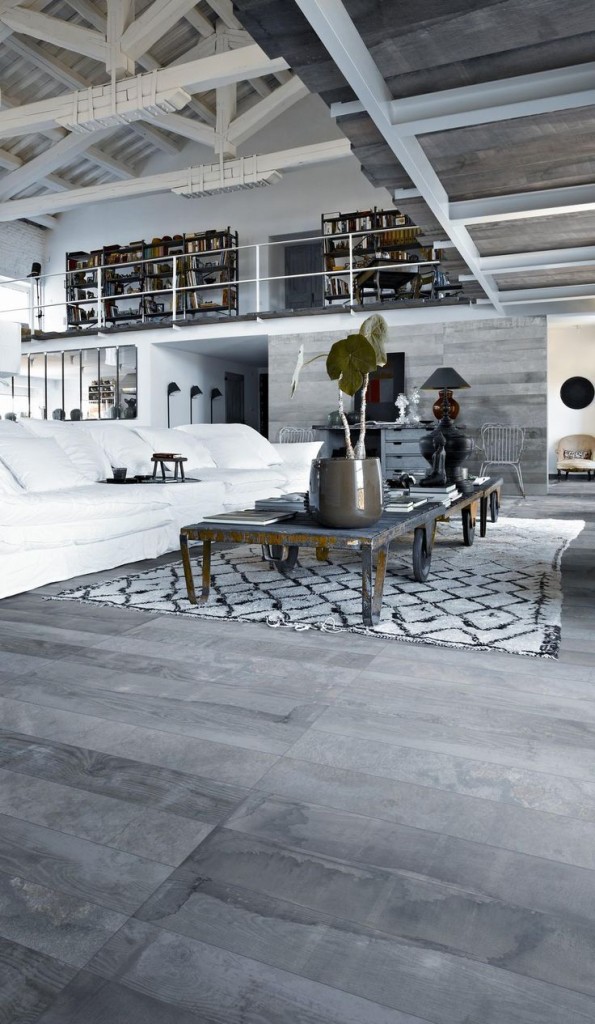 Modern Greyscale Living Room and Library Loft
