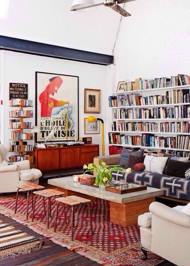 living room with bookshelf design