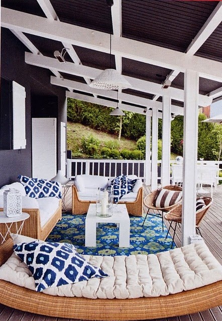 white and blue patio design