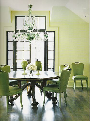 Lime Green Monochrome Dining Room