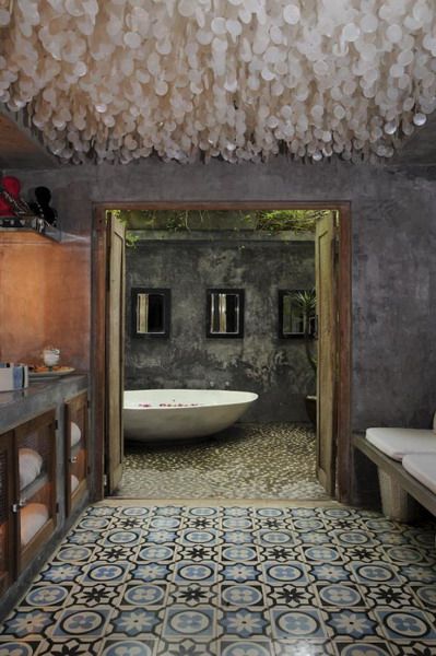 Bathroom with Eclectic Tile and Patterns