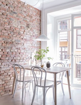exposed brick dining modern